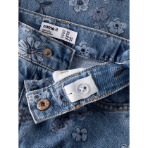 NAME IT Wide Jeans Rose Medium Blue Denim Flower